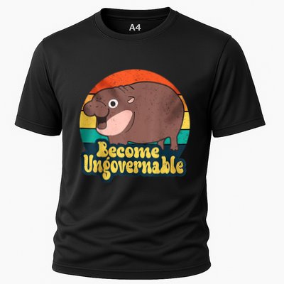 Become Ungovernable Funny Baby Hippo Moo Deng Funny Saying Cooling Performance Crew T-Shirt