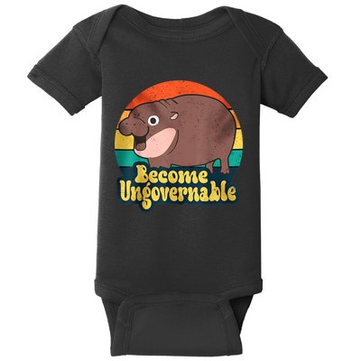 Become Ungovernable Funny Baby Hippo Moo Deng Funny Saying Baby Bodysuit