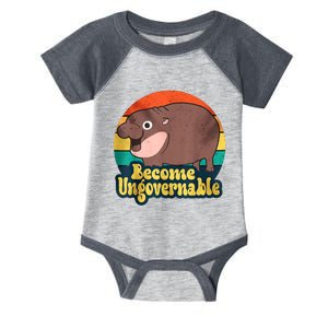 Become Ungovernable Funny Baby Hippo Moo Deng Funny Saying Infant Baby Jersey Bodysuit