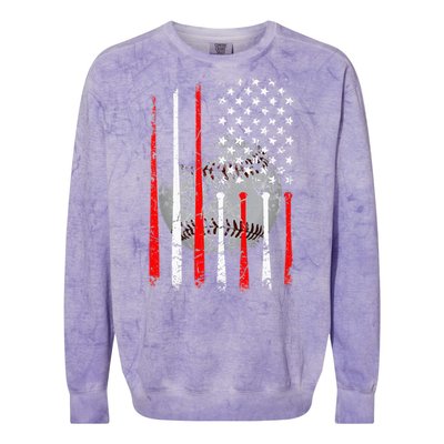 Baseball Usa Flag American Flag Vintage Colorblast Crewneck Sweatshirt