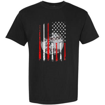 Baseball Usa Flag American Flag Vintage Garment-Dyed Heavyweight T-Shirt