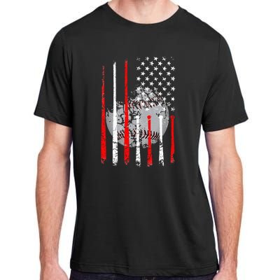 Baseball Usa Flag American Flag Vintage Adult ChromaSoft Performance T-Shirt