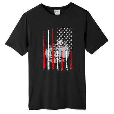 Baseball Usa Flag American Flag Vintage Tall Fusion ChromaSoft Performance T-Shirt