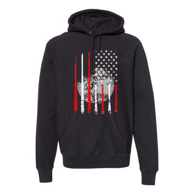 Baseball Usa Flag American Flag Vintage Premium Hoodie