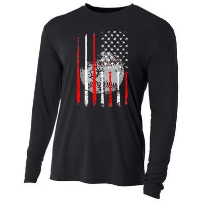 Baseball Usa Flag American Flag Vintage Cooling Performance Long Sleeve Crew