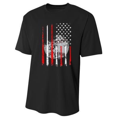 Baseball Usa Flag American Flag Vintage Performance Sprint T-Shirt