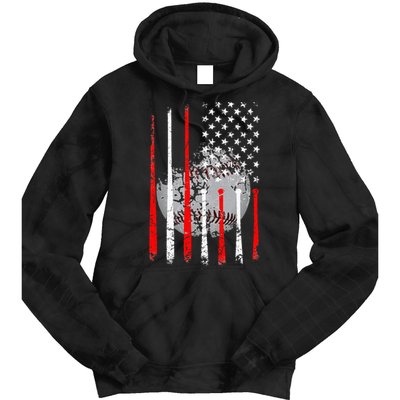 Baseball Usa Flag American Flag Vintage Tie Dye Hoodie