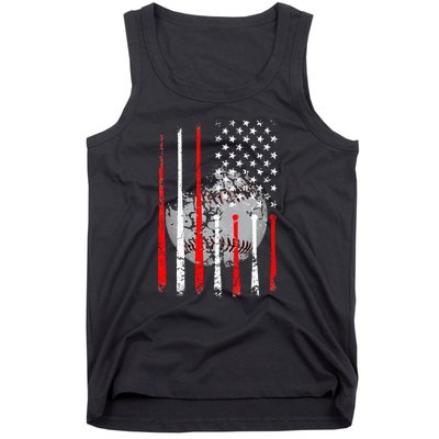 Baseball Usa Flag American Flag Vintage Tank Top