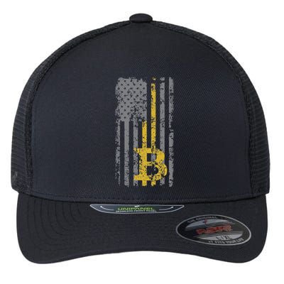 Bitcoin Usa Flag Distressed Digital Currency Lover Flexfit Unipanel Trucker Cap