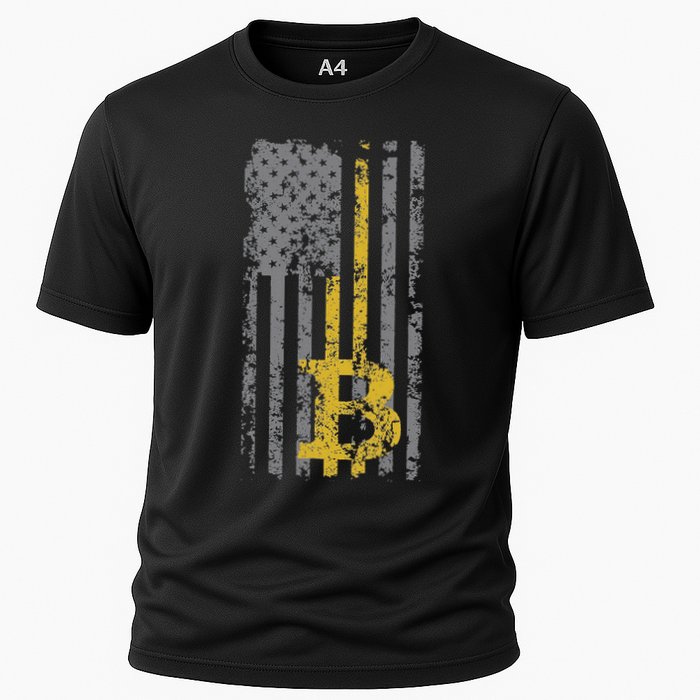 Bitcoin Usa Flag Distressed Digital Currency Lover Performance Shirt