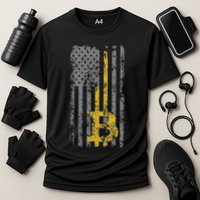 Bitcoin Usa Flag Distressed Digital Currency Lover Performance Shirt