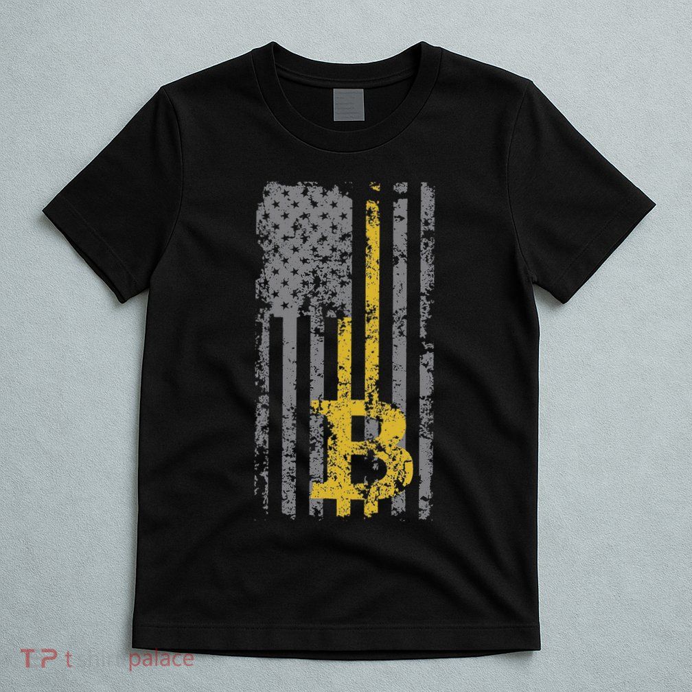 Bitcoin Usa Flag Distressed Digital Currency Lover T-Shirt