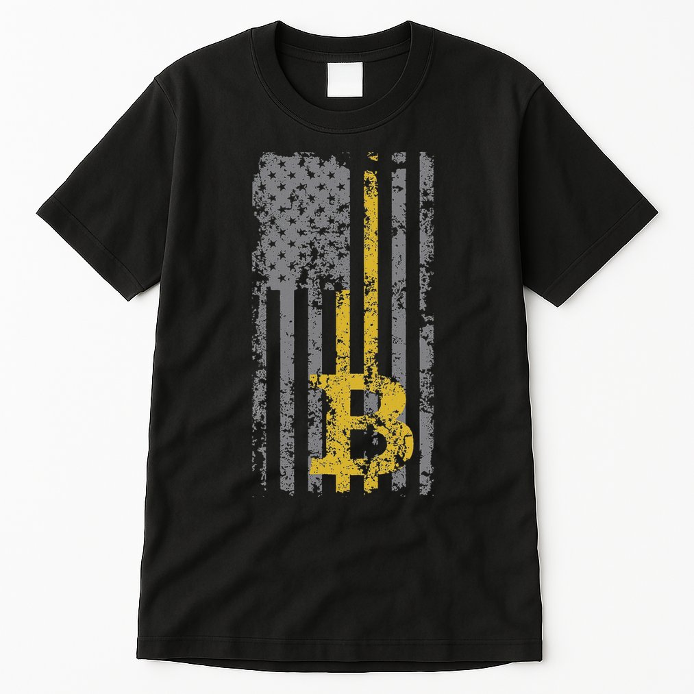 Bitcoin Usa Flag Distressed Digital Currency Lover Tall T-Shirt