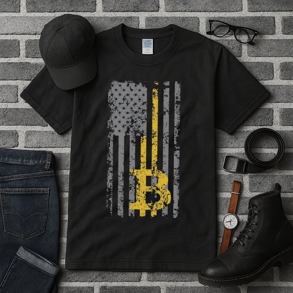 Bitcoin Usa Flag Distressed Digital Currency Lover Tall T-Shirt