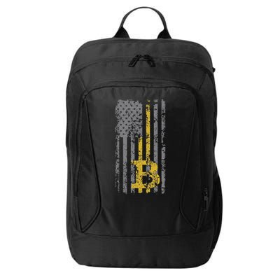 Bitcoin Usa Flag Distressed Digital Currency Lover City Backpack