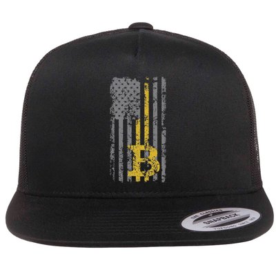 Bitcoin Usa Flag Distressed Digital Currency Lover Flat Bill Trucker Hat