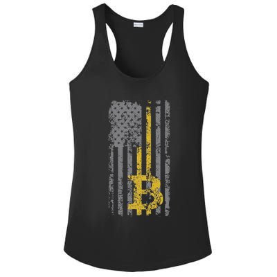 Bitcoin Usa Flag Distressed Digital Currency Lover Ladies PosiCharge Competitor Racerback Tank