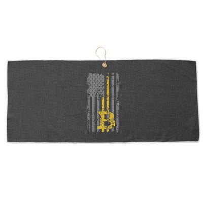 Bitcoin Usa Flag Distressed Digital Currency Lover Large Microfiber Waffle Golf Towel