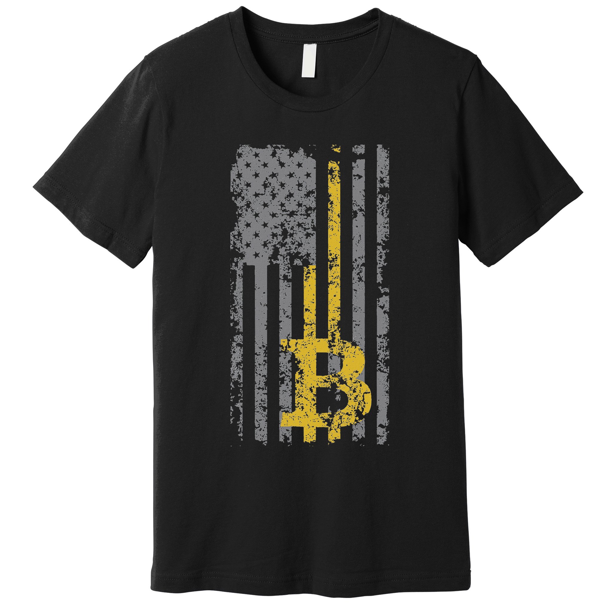 Bitcoin Usa Flag Distressed Digital Currency Lover Premium T-Shirt
