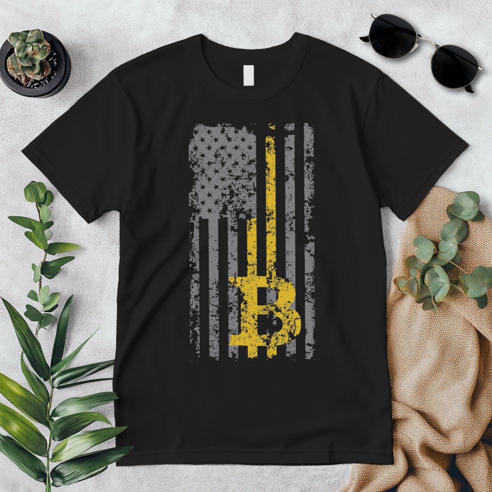 Bitcoin Usa Flag Distressed Digital Currency Lover Premium T-Shirt