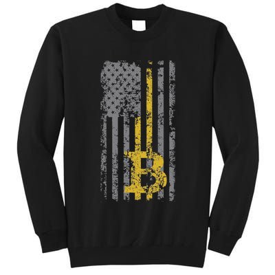 Bitcoin Usa Flag Distressed Digital Currency Lover Tall Sweatshirt