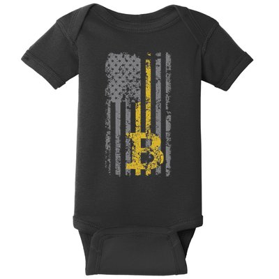 Bitcoin Usa Flag Distressed Digital Currency Lover Baby Bodysuit