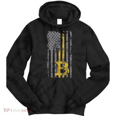 Bitcoin Usa Flag Distressed Digital Currency Lover Tie Dye Hoodie