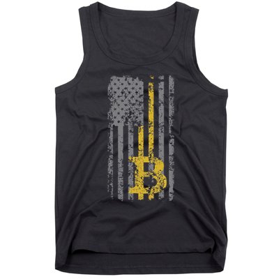 Bitcoin Usa Flag Distressed Digital Currency Lover Tank Top