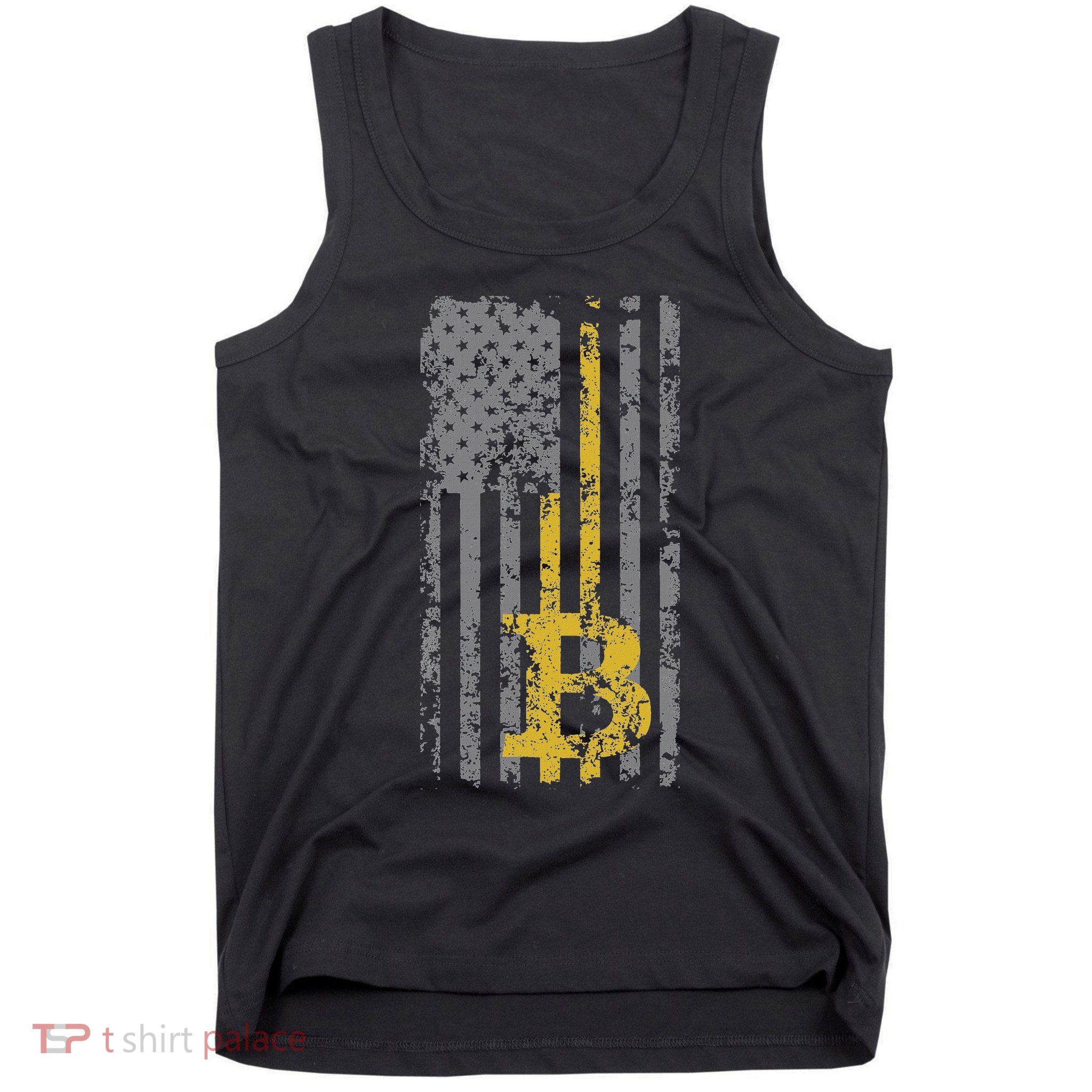 Bitcoin Usa Flag Distressed Digital Currency Lover Tank Top