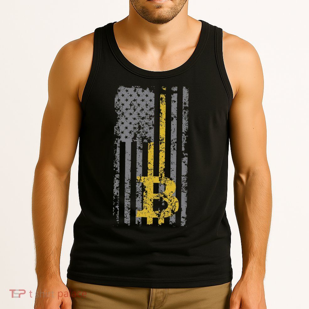 Bitcoin Usa Flag Distressed Digital Currency Lover Tank Top