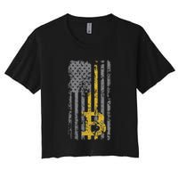 Bitcoin Usa Flag Distressed Digital Currency Lover Women's Crop Top Tee