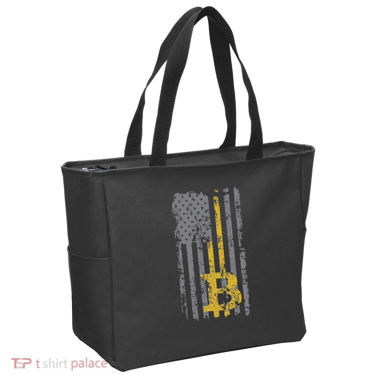 Bitcoin Usa Flag Distressed Digital Currency Lover Zip Tote Bag