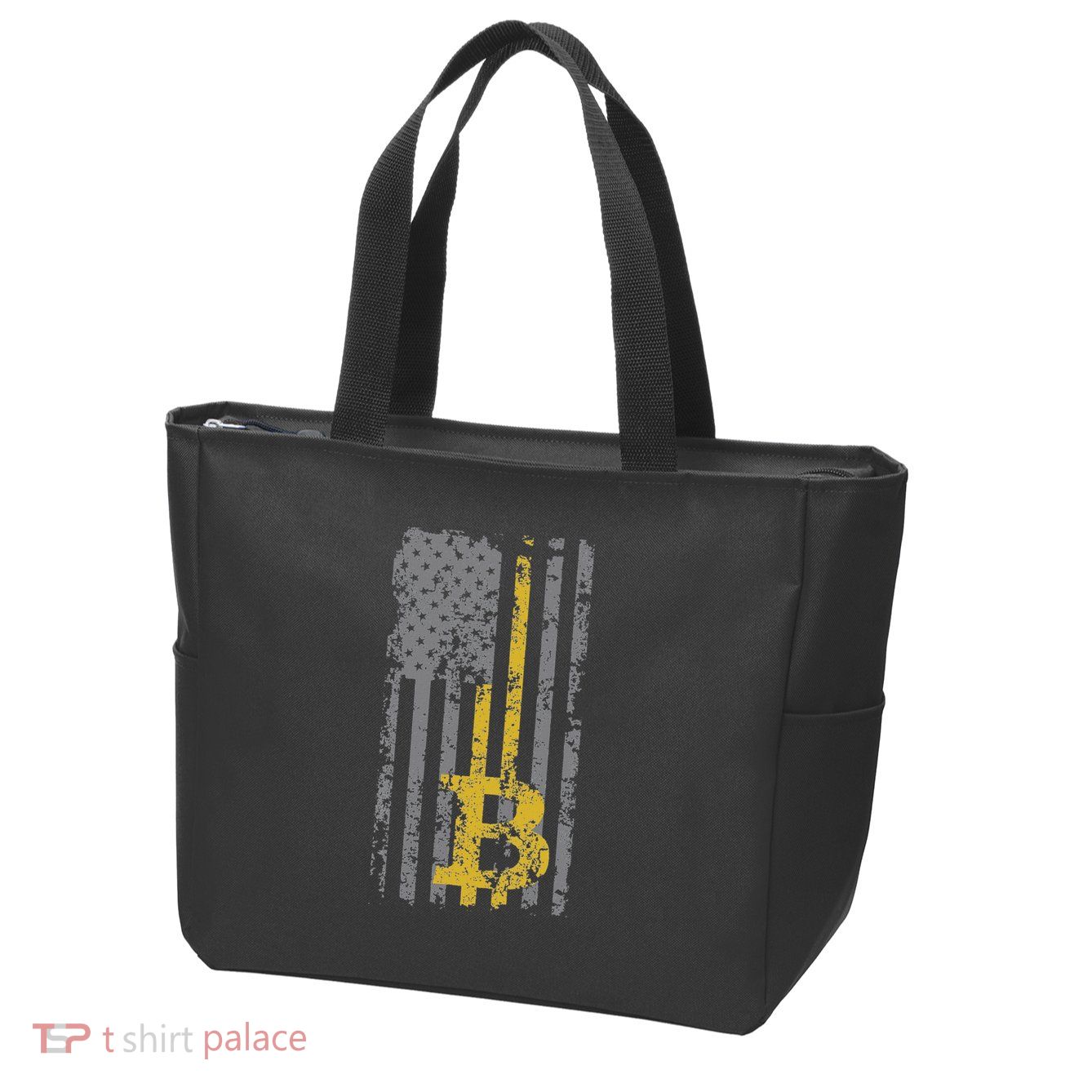 Bitcoin Usa Flag Distressed Digital Currency Lover Zip Tote Bag