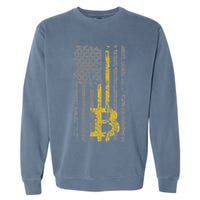 Bitcoin Usa Flag Distressed Digital Currency Lover Garment-Dyed Sweatshirt