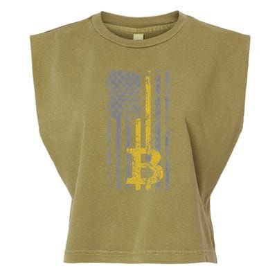Bitcoin Usa Flag Distressed Digital Currency Lover Garment-Dyed Women's Muscle Tee