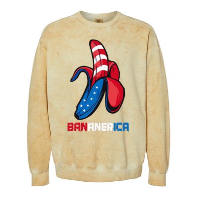 Banana Us Flag Patriotic America Party Funny Fruit Costume Colorblast Crewneck Sweatshirt