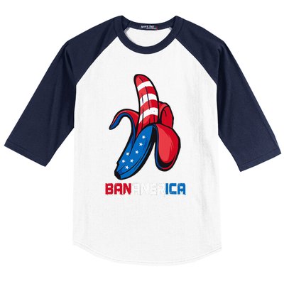 Banana Us Flag Patriotic America Party Funny Fruit Costume Baseball Sleeve Shirt