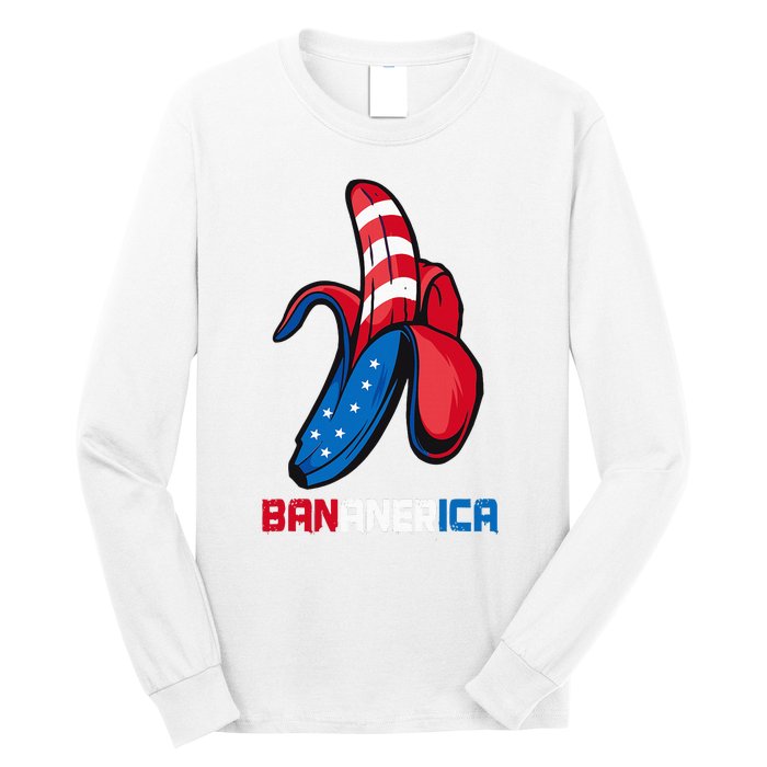 Banana Us Flag Patriotic America Party Funny Fruit Costume Long Sleeve Shirt