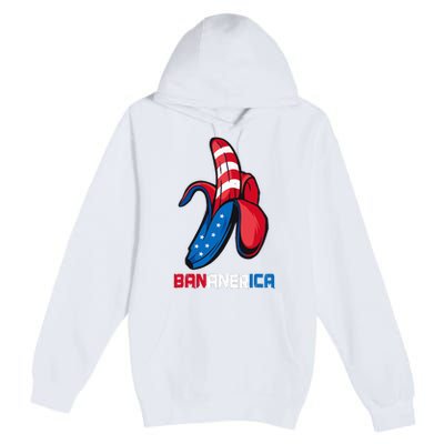 Banana Us Flag Patriotic America Party Funny Fruit Costume Premium Pullover Hoodie