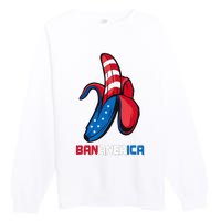 Banana Us Flag Patriotic America Party Funny Fruit Costume Premium Crewneck Sweatshirt