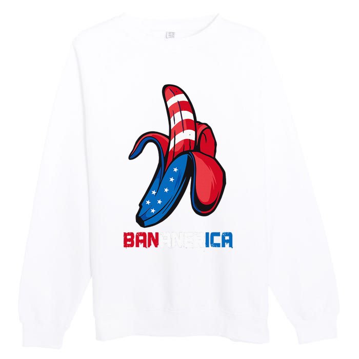 Banana Us Flag Patriotic America Party Funny Fruit Costume Premium Crewneck Sweatshirt