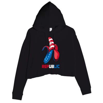 Banana Us Flag Patriot America Party Funny Fruit Republic Crop Fleece Hoodie