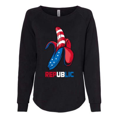 Banana Us Flag Patriot America Party Funny Fruit Republic Womens California Wash Sweatshirt