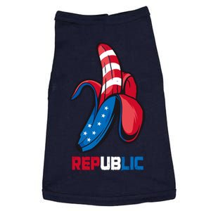 Banana Us Flag Patriot America Party Funny Fruit Republic Doggie Tank