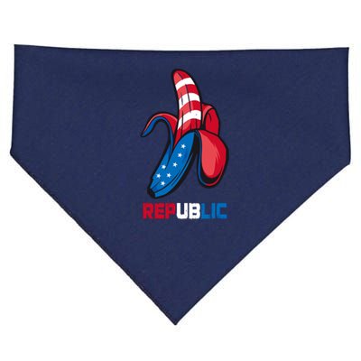 Banana Us Flag Patriot America Party Funny Fruit Republic USA-Made Doggie Bandana