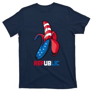 Banana Us Flag Patriot America Party Funny Fruit Republic T-Shirt