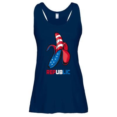 Banana Us Flag Patriot America Party Funny Fruit Republic Ladies Essential Flowy Tank