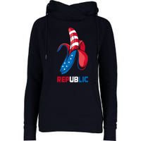 Banana Us Flag Patriot America Party Funny Fruit Republic Womens Funnel Neck Pullover Hood