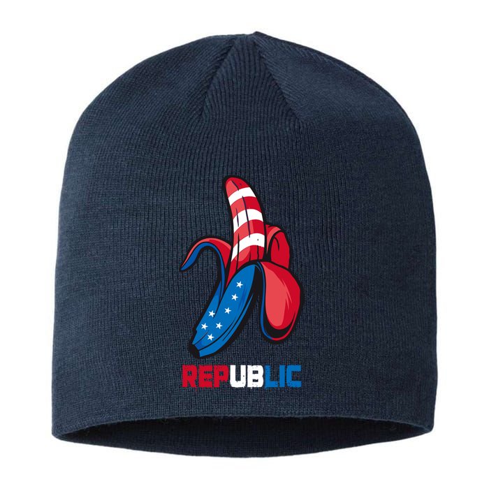 Banana Us Flag Patriot America Party Funny Fruit Republic Sustainable Beanie