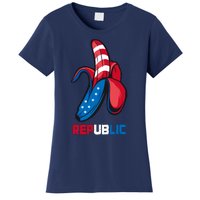 Banana Us Flag Patriot America Party Funny Fruit Republic Women's T-Shirt